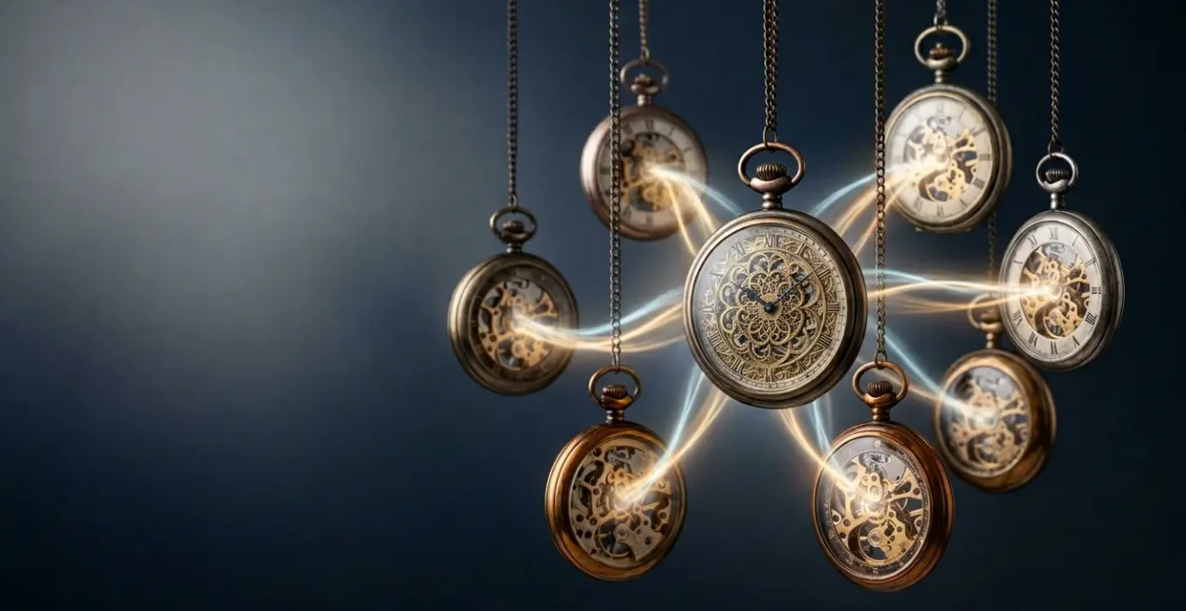 Abstract visual representation of synchronized organ biological clocks and digestive rhythm