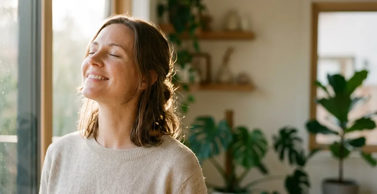 Person experiencing natural vitality through biological optimization in daily life