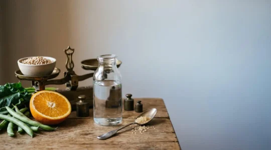 Close-up of continuous glucose monitoring technology in natural healthcare setting demonstrating metabolic health tracking