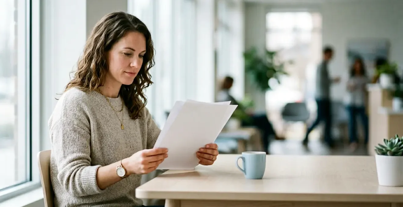 Patient reviewing laboratory test results with confidence in a bright clinical setting