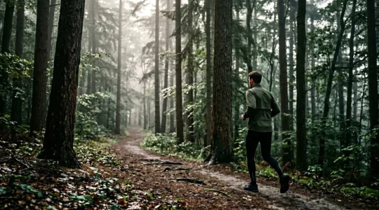 A dynamic scene showing sustainable cardiovascular fitness training without high-impact running