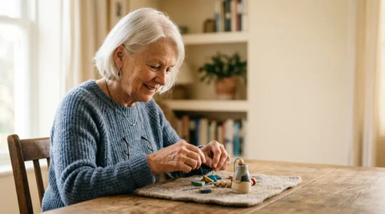 Senior adult engaging in cognitively enriching activity representing brain health and longevity