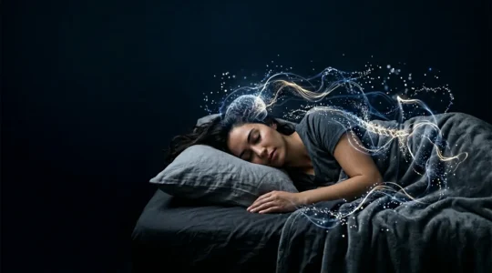 Professional editorial photograph depicting deep sleep and cellular restoration