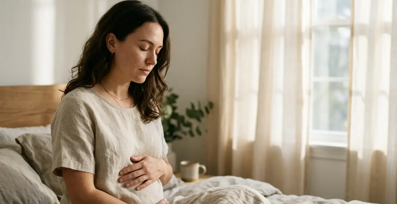 Woman experiencing stress and hormonal imbalance, seeking natural restoration methods