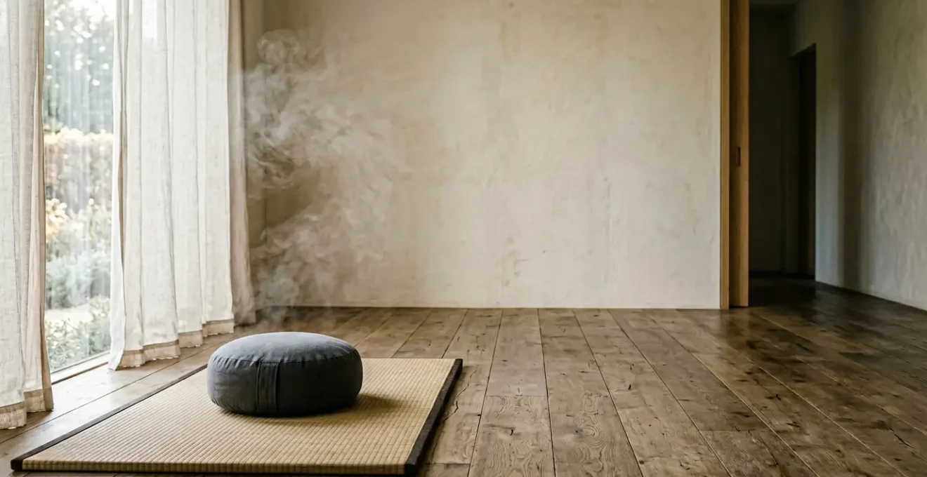 A serene scene depicting calm breathing and nervous system balance