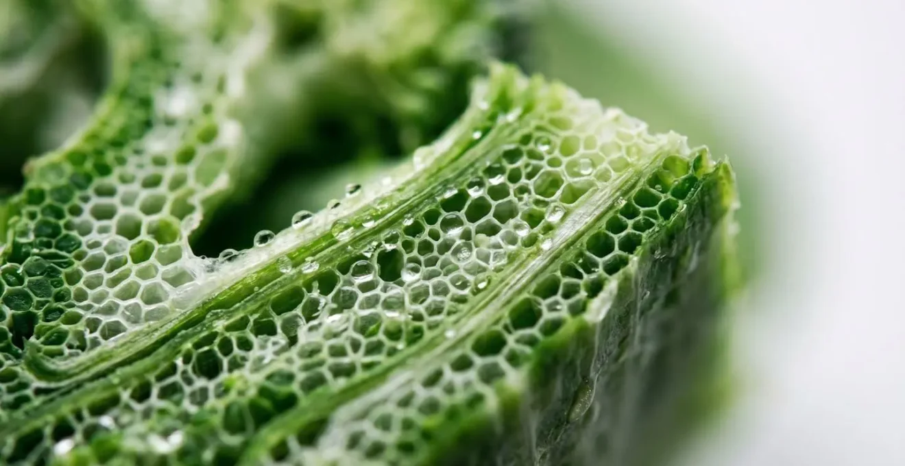 Extreme macro photograph showing nutritional components at molecular level representing epigenetic modulators