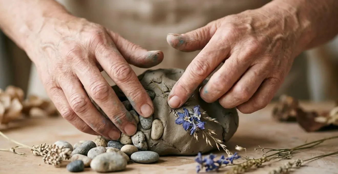 Close-up of hands engaged in tactile creative play activity representing flow state and improvisational thinking