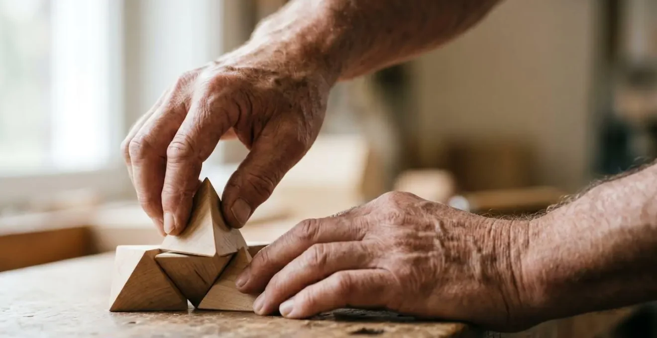 Close-up of mature hands engaged in learning a complex new motor skill, representing neuroplasticity.