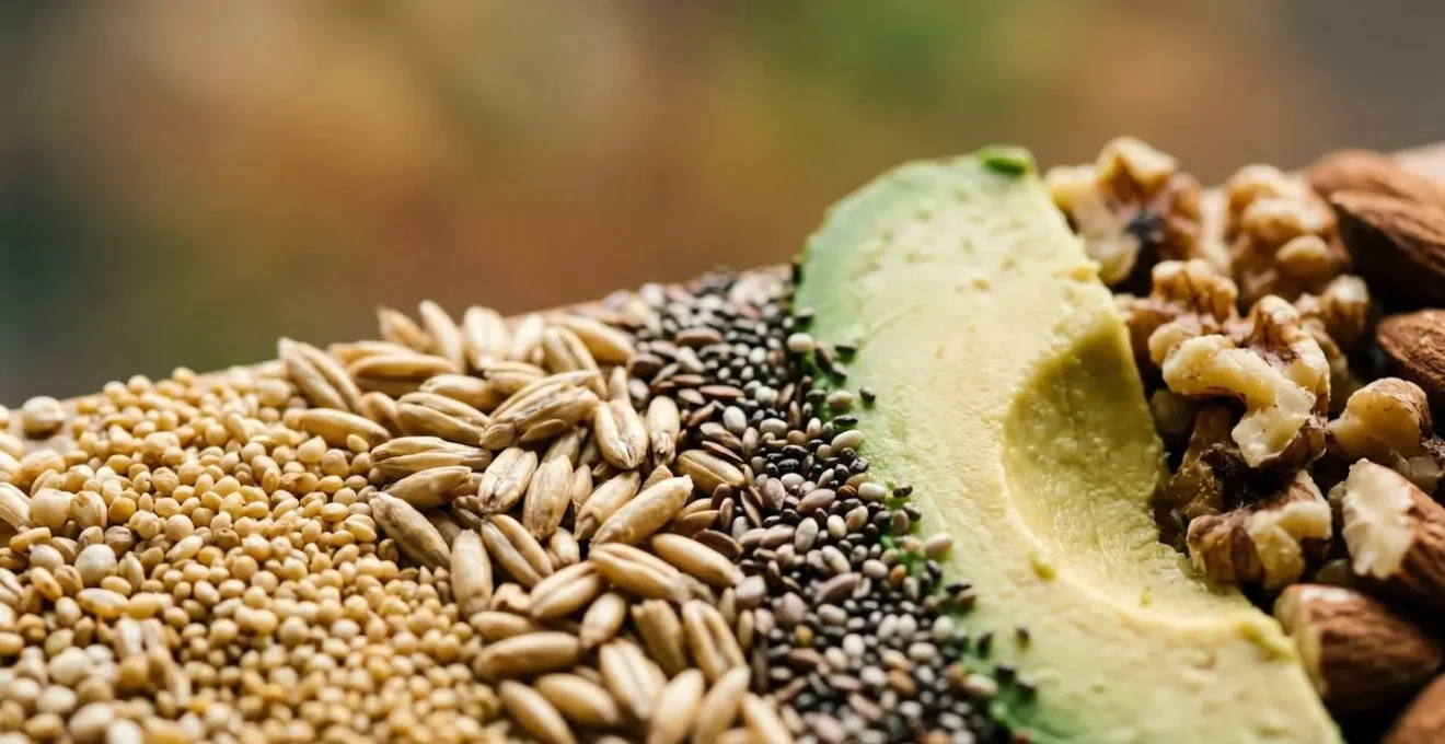 Macro close-up of natural food textures representing nutrient timing strategy