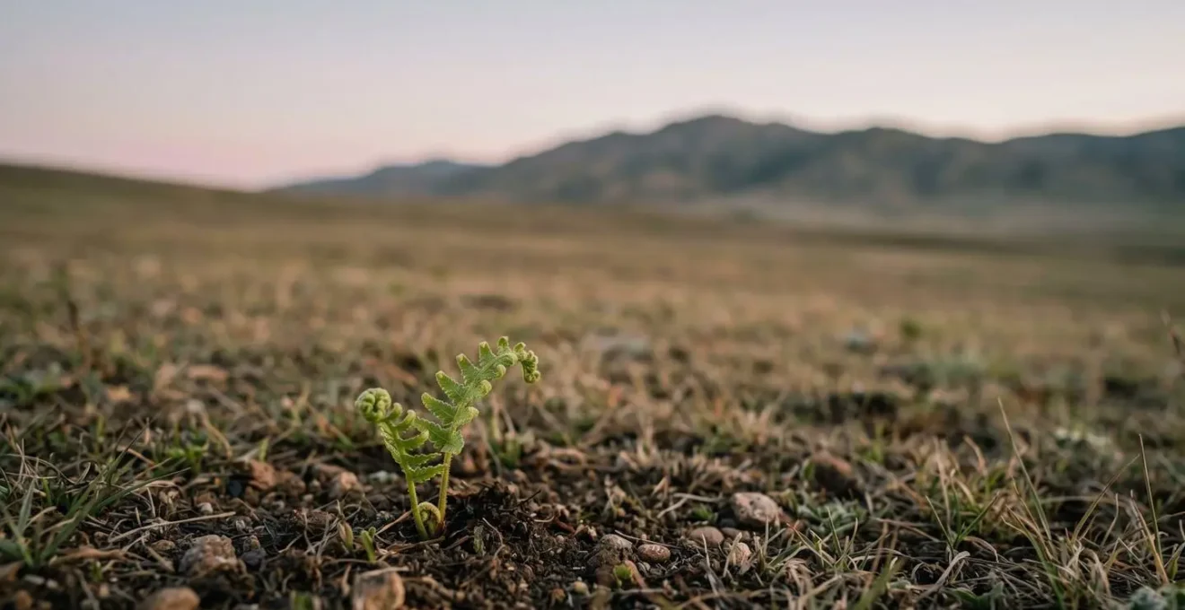 Minimalist wide view of emerging natural growth symbolizing brain renewal and cognitive adaptability