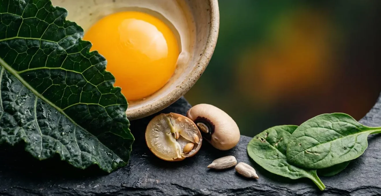 Macro close-up of whole food ingredients showcasing nutrient-dense textures and colors
