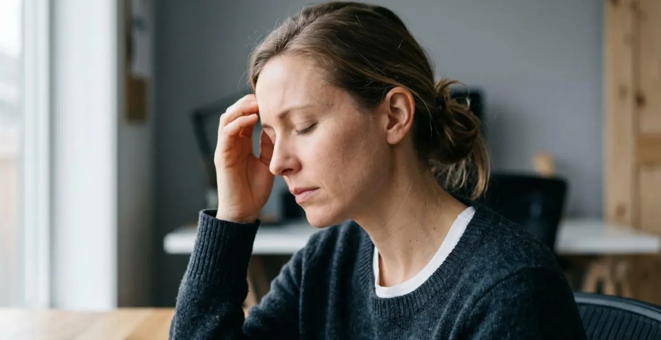 Close-up of person experiencing anxiety about disconnecting from work device