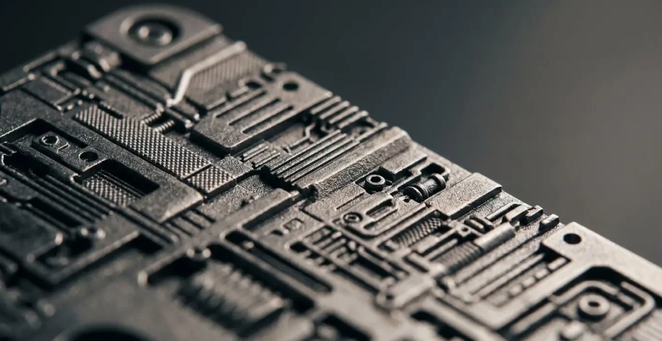 Extreme macro detail of mechanical vibration technology surface showing textural precision and engineered bone stimulus capacity