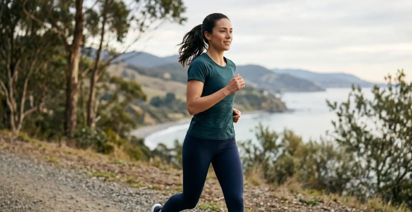 Person exercising at conversational pace demonstrating sustainable aerobic intensity
